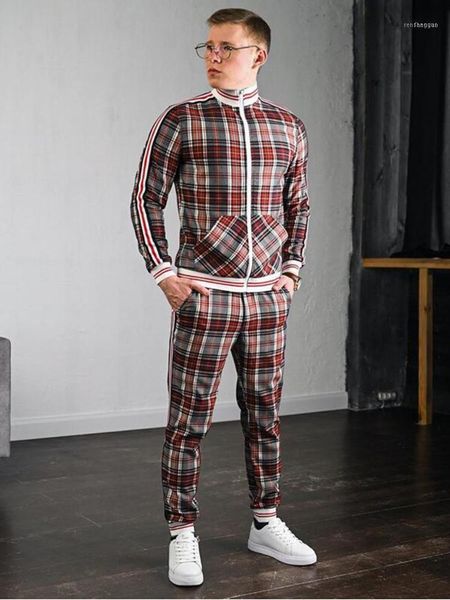men's tracksuits 2021 autumn winter trend lattice fitness sports jogging suit nen gyms fashion stand-up collar zipper sportswear suit1, Gray
men's tracksuits 2021 autumn winter trend lattice fitness sports jogging suit nen gyms fashion stand-up collar zipper sportswear suit1, Gray