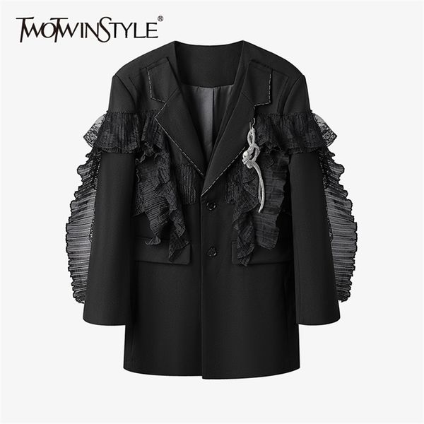 casual patchwork lace blazer female notched long sleeve black blazers fashion clothing spring stylish 210524, White;black
casual patchwork lace blazer female notched long sleeve black blazers fashion clothing spring stylish 210524, White;black