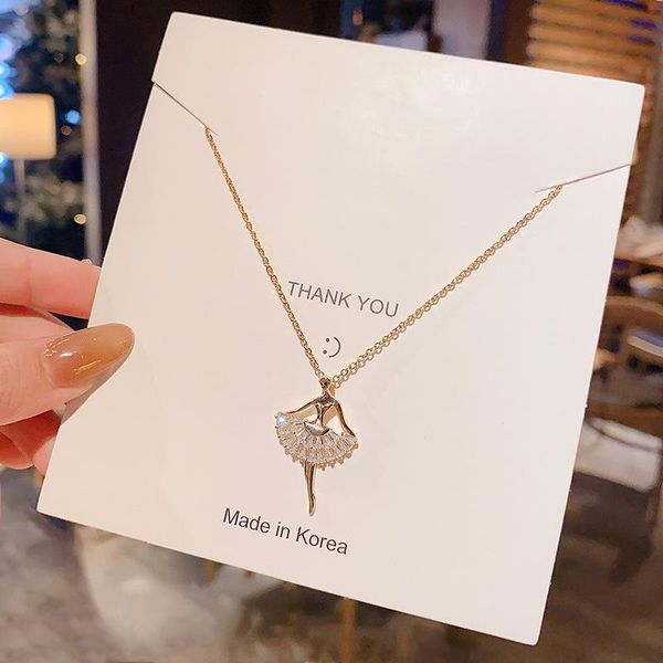 titanium steel zircon ballet girl pendant necklaces clavicle chains necklace fashion women jewelry, Silver
titanium steel zircon ballet girl pendant necklaces clavicle chains necklace fashion women jewelry, Silver