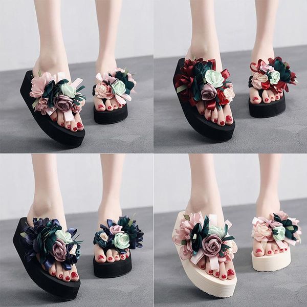 slippers 2021 women flip flops sandals female flower color beach shoes fashion outside flat slides high 5cm, Black
slippers 2021 women flip flops sandals female flower color beach shoes fashion outside flat slides high 5cm, Black