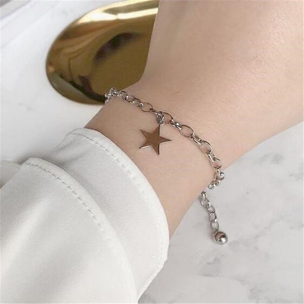 link, chain creative trend lucky star hollow out bracelet simple metal silver color women's jewelry gifts for girls, Black
link, chain creative trend lucky star hollow out bracelet simple metal silver color women's jewelry gifts for girls, Black