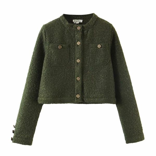 women's jackets 2021 fall fashion vintage long-sleeve single breasted o-neck green korean crop coats for women, Black;brown
women's jackets 2021 fall fashion vintage long-sleeve single breasted o-neck green korean crop coats for women, Black;brown
