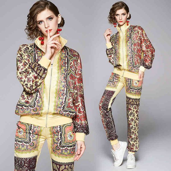 luxury women's two piece pants loose casual long sleeve printed jackets coat + long pants 2 pcs runway ladies designer two piece sets, White
luxury women's two piece pants loose casual long sleeve printed jackets coat + long pants 2 pcs runway ladies designer two piece sets, White