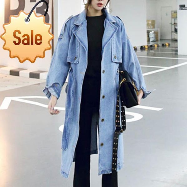 women's trench coats 2021 autumn ladies korean loose denim single breasted windbreaker women long-sleeved mid-length waist overcoat qb4, Tan;black
women's trench coats 2021 autumn ladies korean loose denim single breasted windbreaker women long-sleeved mid-length waist overcoat qb4, Tan;black