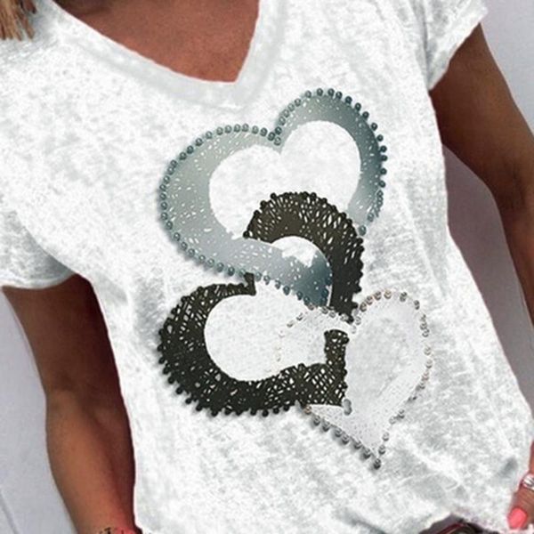 women's t-shirt t shirt women summer loose heart print soft ladies short sleeve aesthetic casual 2021, White
women's t-shirt t shirt women summer loose heart print soft ladies short sleeve aesthetic casual 2021, White
