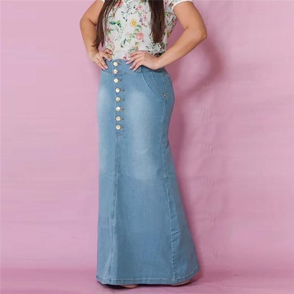 women's casual front button washed denim a-line skirts long jean skirt womens jupe femme faldas mujer moda 2021, Black
women's casual front button washed denim a-line skirts long jean skirt womens jupe femme faldas mujer moda 2021, Black