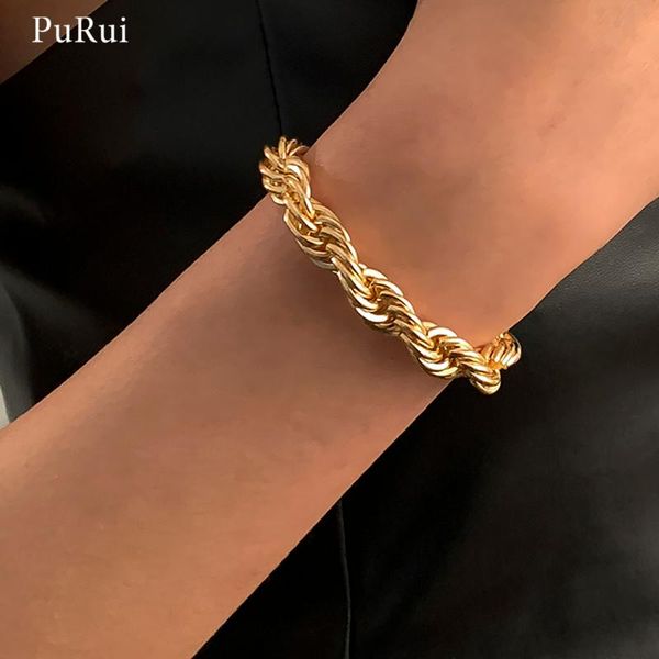 link, chain purui punk thick twisted bracelets for women hiphop gold/silver color simple hand chains chunky bracelet 2021 jewelry gift, Black
link, chain purui punk thick twisted bracelets for women hiphop gold/silver color simple hand chains chunky bracelet 2021 jewelry gift, Black