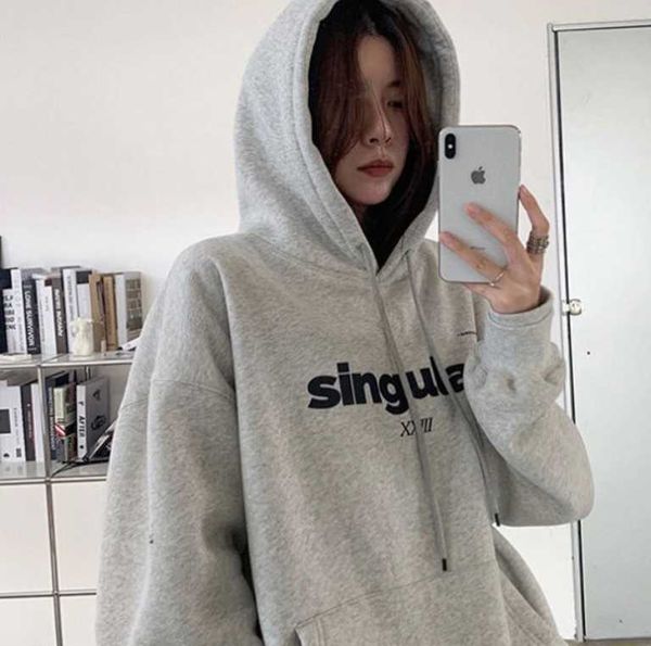 lil cher grey hoodie women's fashion 2021 new spring loose korean lazy top, Black
lil cher grey hoodie women's fashion 2021 new spring loose korean lazy top, Black