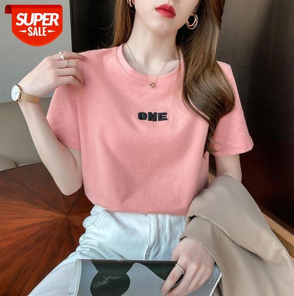embroidered round neck short-sleeved t-shirt loose temperament letter all-match fashionable bottoming shirt #hp9f, Black;gray
embroidered round neck short-sleeved t-shirt loose temperament letter all-match fashionable bottoming shirt #hp9f, Black;gray