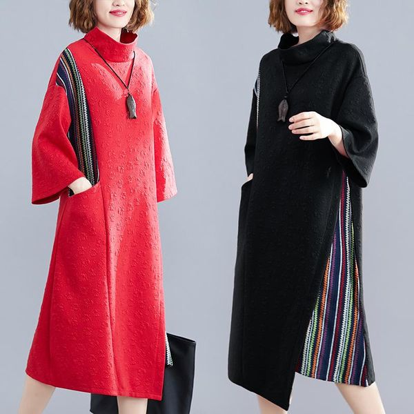casual dresses autumn winter large size women's clothing mid-length clip silk floss stitching loose high-necked dress literary oversize, Black;gray
casual dresses autumn winter large size women's clothing mid-length clip silk floss stitching loose high-necked dress literary oversize, Black;gray