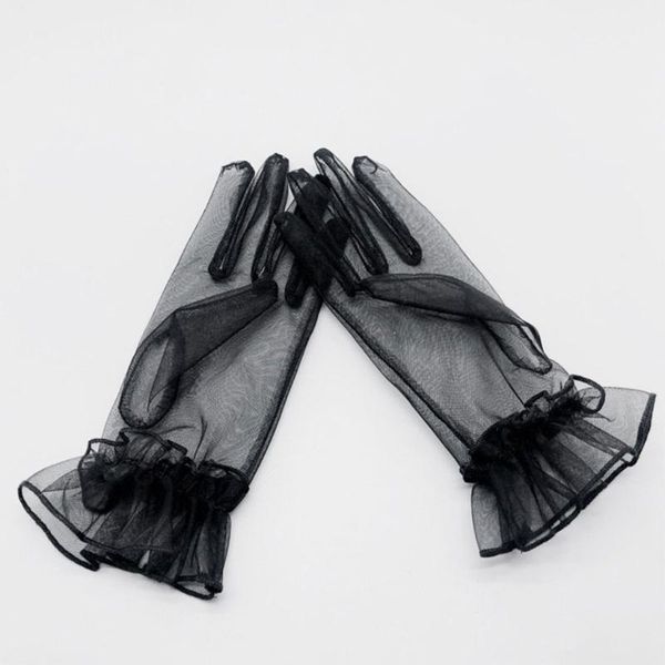 five fingers gloves women tulle ruffled trim full finger bridal party vintage sheer mesh solid color wrist length mittens, Blue;gray
five fingers gloves women tulle ruffled trim full finger bridal party vintage sheer mesh solid color wrist length mittens, Blue;gray