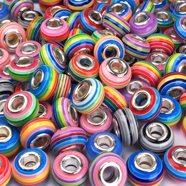 16 colors antique rainbow color stripe resin european beads alloy tube fit women 3mm snake chain charms big hole bead bangle bracelet, Black
16 colors antique rainbow color stripe resin european beads alloy tube fit women 3mm snake chain charms big hole bead bangle bracelet, Black