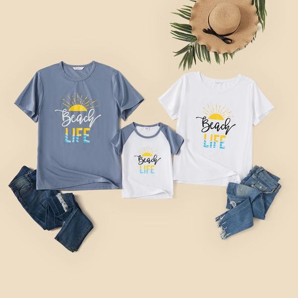 patpat summer family look round collar letter print short sleeve matching outfits, Blue
patpat summer family look round collar letter print short sleeve matching outfits, Blue