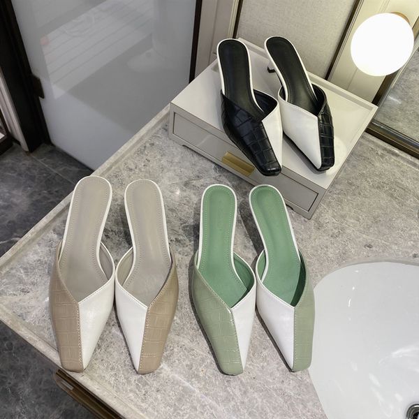 sandals mixed color fashion women slippers square toe ladies casual slides thick mid heels summer mules shoes beige/green/black rsgr
sandals mixed color fashion women slippers square toe ladies casual slides thick mid heels summer mules shoes beige/green/black rsgr