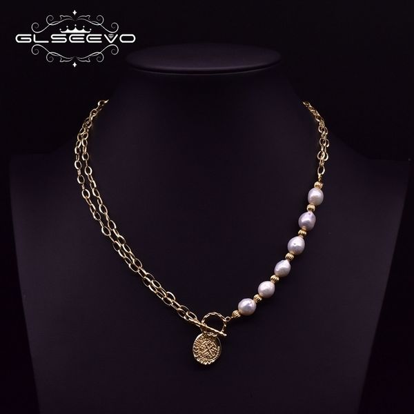 glseevo handmade fresh water pearls 2 layer chains asymmetry pendant necklace women girls bohemia jewellery for party gn0196, Silver
glseevo handmade fresh water pearls 2 layer chains asymmetry pendant necklace women girls bohemia jewellery for party gn0196, Silver