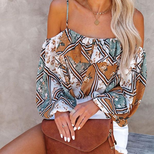 women's blouses & shirts women summer slash neck long sleeve 2021 vintage print casual basic female holiday vacation clothes, White
women's blouses & shirts women summer slash neck long sleeve 2021 vintage print casual basic female holiday vacation clothes, White