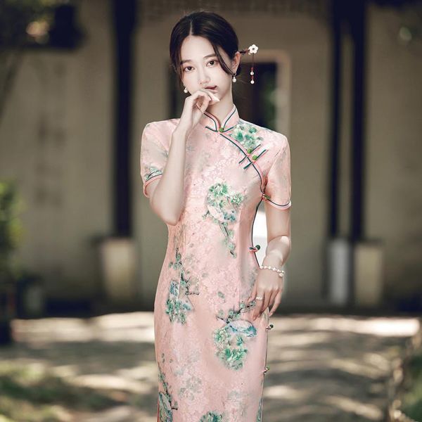 ethnic clothing lace print vestidos improved qipao women mandarin collar cheongsams classic prom toast gown slim traditional chinese dr, Red
ethnic clothing lace print vestidos improved qipao women mandarin collar cheongsams classic prom toast gown slim traditional chinese dr, Red