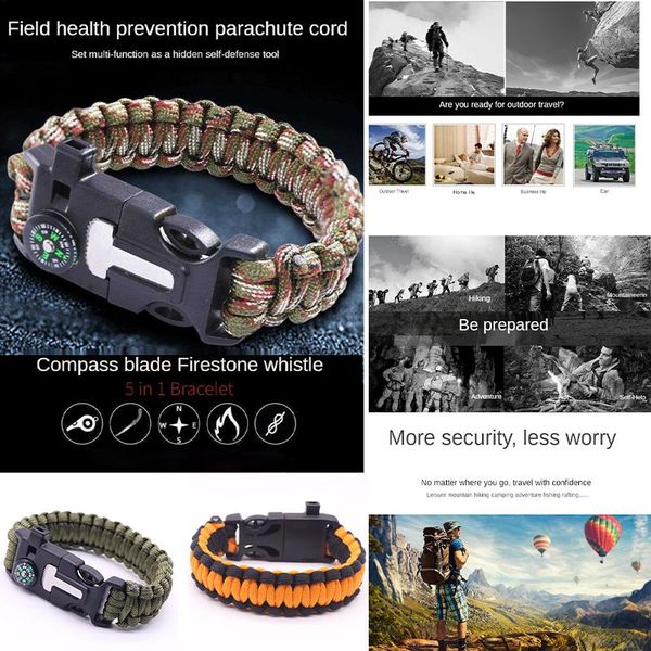 charm bracelets 5 in 1outdoor men women braided paracord multi-function camping rope bangles compass whis, Golden;silver
charm bracelets 5 in 1outdoor men women braided paracord multi-function camping rope bangles compass whis, Golden;silver