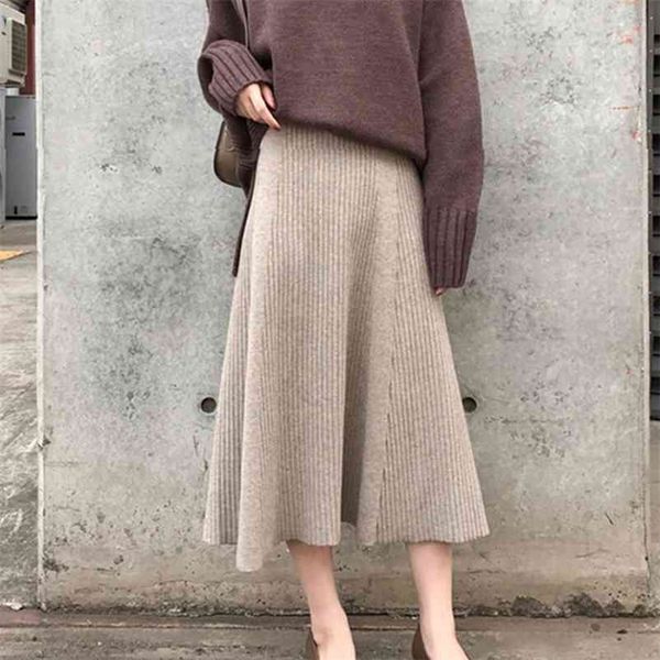 winter a-line flare high waist solid knitted knit thick long sweater skirts women korean casual ladies midi mujer 210421, Black
winter a-line flare high waist solid knitted knit thick long sweater skirts women korean casual ladies midi mujer 210421, Black