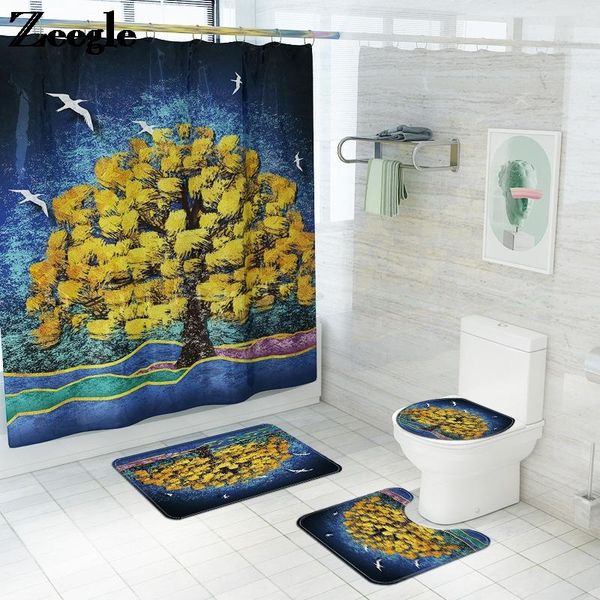 bath mats oil painting tree bathroom mat set, waterproof shower curtain toilet cover, mat, blanket
bath mats oil painting tree bathroom mat set, waterproof shower curtain toilet cover, mat, blanket