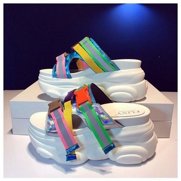 slippers drop 2021 woman sandals platform wedges high heels creepers causal comfort women slides flip flops, Black 
slippers drop 2021 woman sandals platform wedges high heels creepers causal comfort women slides flip flops, Black