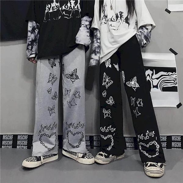 autumn winter men clothes womens capris korean harajuku style retro butterfly print wide leg high waist casual trousers, Black;white
autumn winter men clothes womens capris korean harajuku style retro butterfly print wide leg high waist casual trousers, Black;white