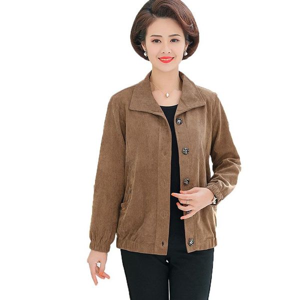 spring autumn women's jacket middle-aged elderly mothers casual corduroy outerwear single-breasted plus size ladies coat 5x jackets, Black;brown
spring autumn women's jacket middle-aged elderly mothers casual corduroy outerwear single-breasted plus size ladies coat 5x jackets, Black;brown