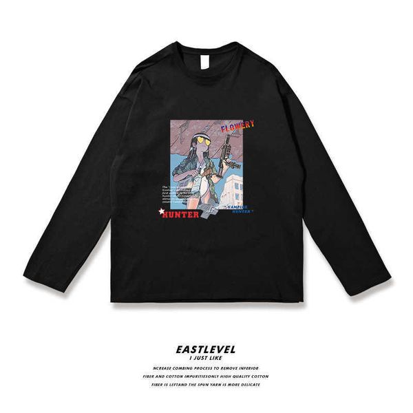 2021 spring new hip hop super fire long sleeve men's t-shirt loose street fashion brand couple's bottom shirt, White;black
2021 spring new hip hop super fire long sleeve men's t-shirt loose street fashion brand couple's bottom shirt, White;black
