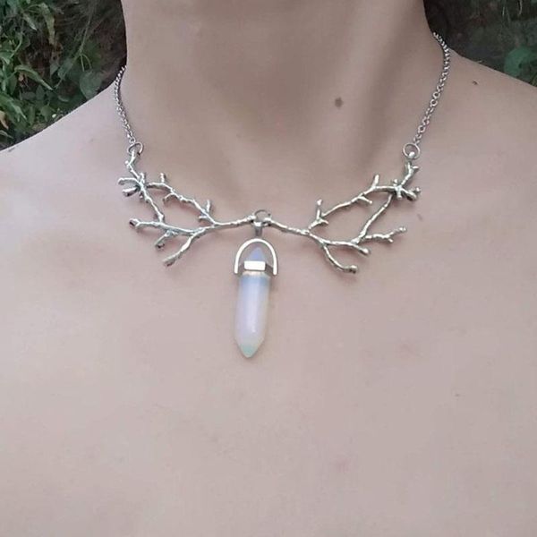 chokers witchy silver branch necklace opalite crystal witch, Golden;silver 
chokers witchy silver branch necklace opalite crystal witch, Golden;silver