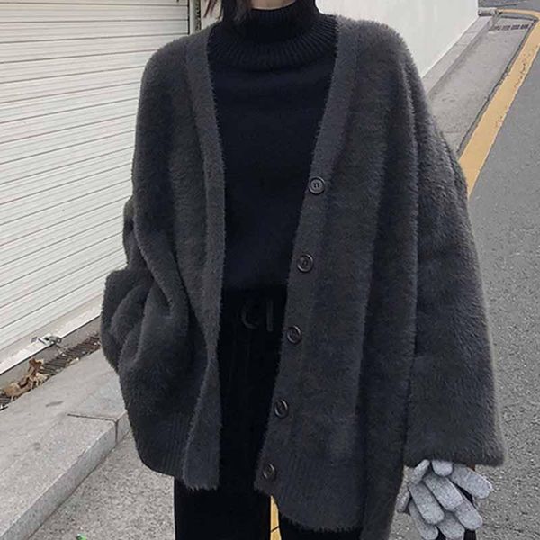 women's knits & tees winter oversized loose mink cashmere sweater cardigan women v neck single breasted thick warm lazy coats, White
women's knits & tees winter oversized loose mink cashmere sweater cardigan women v neck single breasted thick warm lazy coats, White