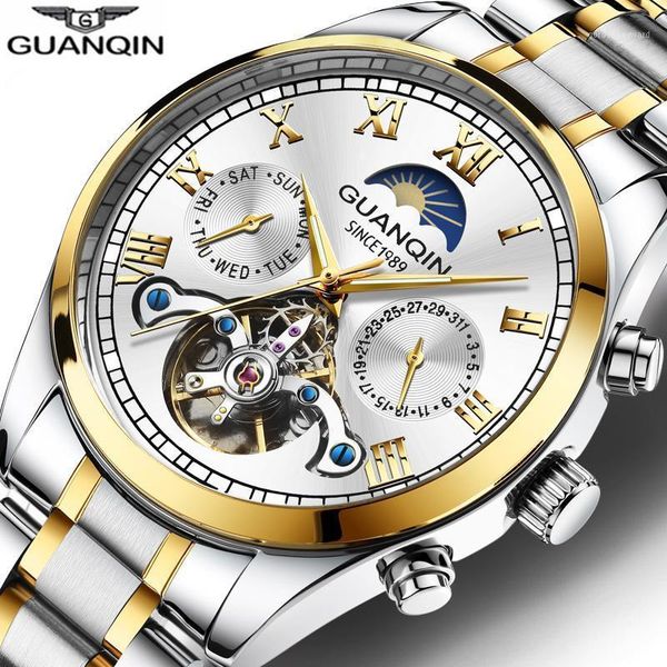 relogio masculino 2021 guanqin men business automatic watch steel waterproof wristwatch mechanical moon phase wristwatches, Slivery;brown
relogio masculino 2021 guanqin men business automatic watch steel waterproof wristwatch mechanical moon phase wristwatches, Slivery;brown