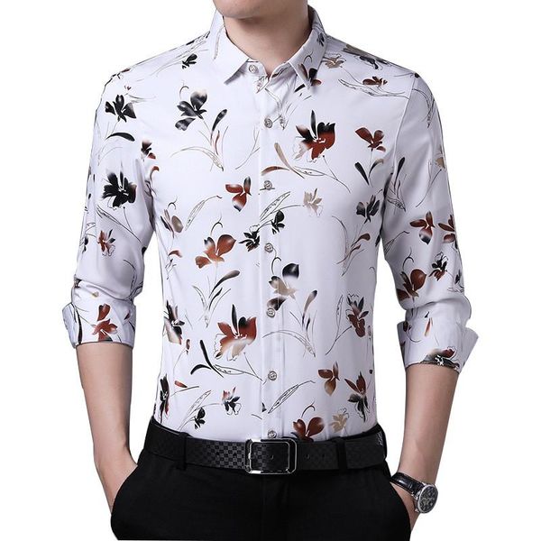 men's fashion floral print casual slim lapel long-sleeved shirt trend young men brand clothing shirts, White;black
men's fashion floral print casual slim lapel long-sleeved shirt trend young men brand clothing shirts, White;black