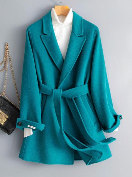 women's wool & blends winter 2021 high-end double-sided cashmere coat female blue short suit woolen, Black
women's wool & blends winter 2021 high-end double-sided cashmere coat female blue short suit woolen, Black