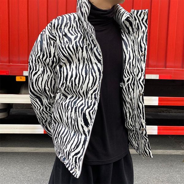 men's down & parkas clothing zebra stripes korean short style cotton-padded clothes 2021 witner warm couple fashion oversize, Black
men's down & parkas clothing zebra stripes korean short style cotton-padded clothes 2021 witner warm couple fashion oversize, Black