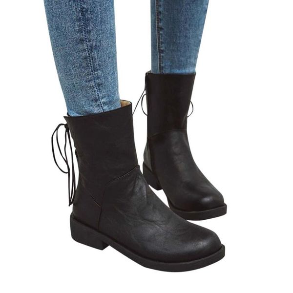 boots fashion pure color keep warm winter solid mid-calf round toe zipper lace-up square heels vintage women, Black
boots fashion pure color keep warm winter solid mid-calf round toe zipper lace-up square heels vintage women, Black