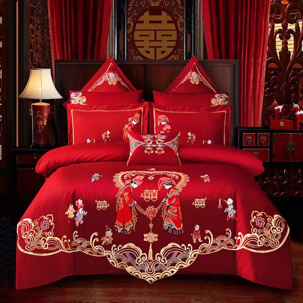 style dahongmoumao tencel cotton multi piece set and four bedding