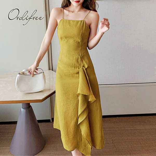 summer women ruffle party spaghetti strap elegant lady vintage green slit midi dress 210415, Black;gray
summer women ruffle party spaghetti strap elegant lady vintage green slit midi dress 210415, Black;gray