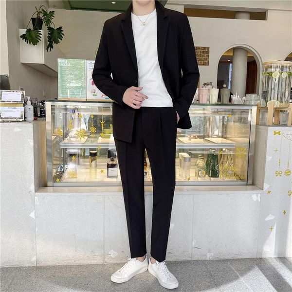 men's suits & blazers suit 2021 korean slim casual two piece business trend fashion coat, White;black
men's suits & blazers suit 2021 korean slim casual two piece business trend fashion coat, White;black
