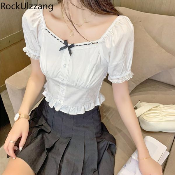 women's blouses & shirts bow square lace short sleeve frill ruffle cute white button slim shirt fashion blouse summer plus size blusas
women's blouses & shirts bow square lace short sleeve frill ruffle cute white button slim shirt fashion blouse summer plus size blusas