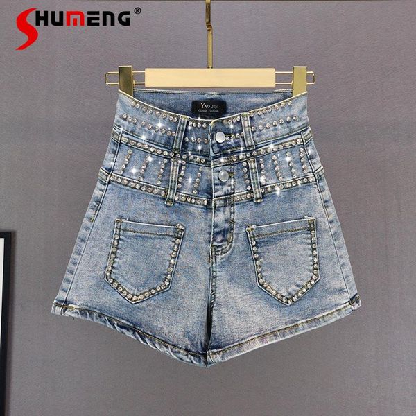 spring summer european exquisite rhinestone denim shorts fashion high waist slim fit short jeans wide leg pants women's, Blue
spring summer european exquisite rhinestone denim shorts fashion high waist slim fit short jeans wide leg pants women's, Blue