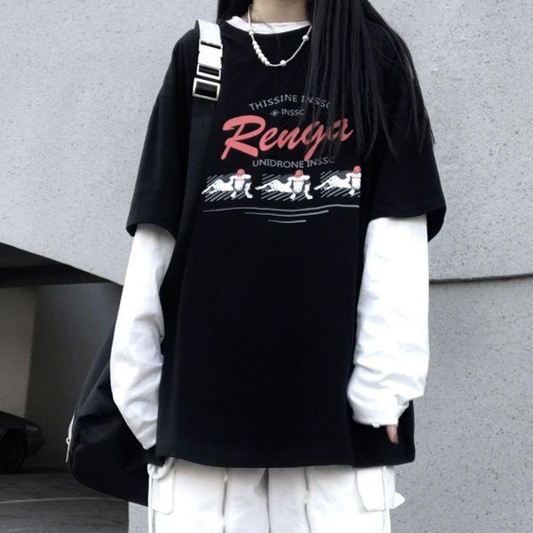 women's t-shirt 2021 spring korean ins harajuku style loose bf fake two-piece long-sleeved female student bottoming tide y2k, White
women's t-shirt 2021 spring korean ins harajuku style loose bf fake two-piece long-sleeved female student bottoming tide y2k, White