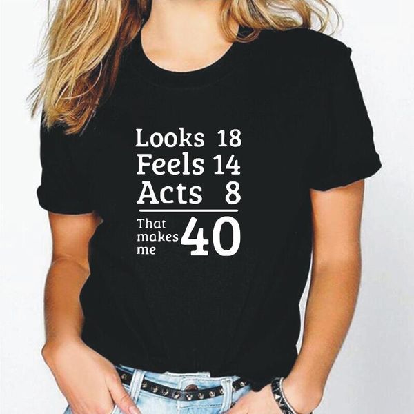 women's t-shirt summer casual short sleeve tee shirt femme funny looks 18 feels 14 40th birthday gift harajuku t women camiseta mujer, White
women's t-shirt summer casual short sleeve tee shirt femme funny looks 18 feels 14 40th birthday gift harajuku t women camiseta mujer, White