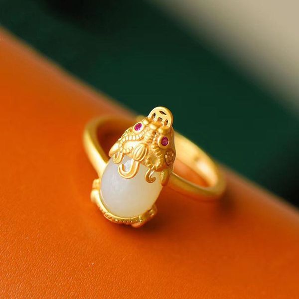 cluster rings silver natural hetian white jade brave open adjustable ring chinese retro beast domineering exaggerated women's brand jew, Golden;silver
cluster rings silver natural hetian white jade brave open adjustable ring chinese retro beast domineering exaggerated women's brand jew, Golden;silver