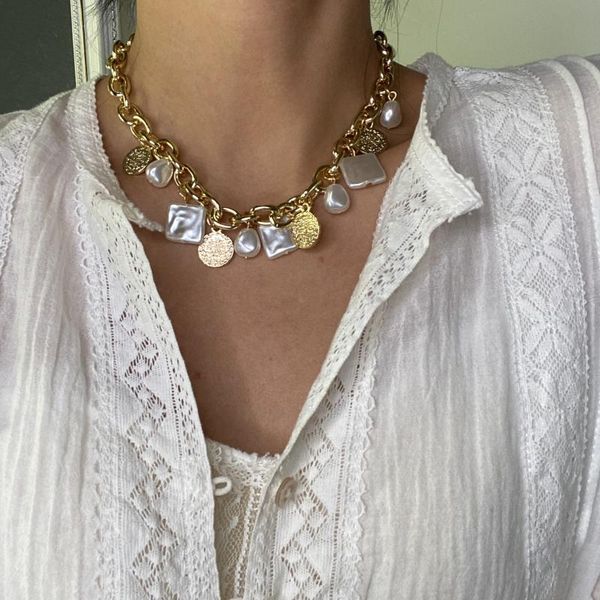chains baroque exaggerated round brand imitation pearl necklace single layer metal chain clavicle wedding party jewelry gift 2021, Silver
chains baroque exaggerated round brand imitation pearl necklace single layer metal chain clavicle wedding party jewelry gift 2021, Silver