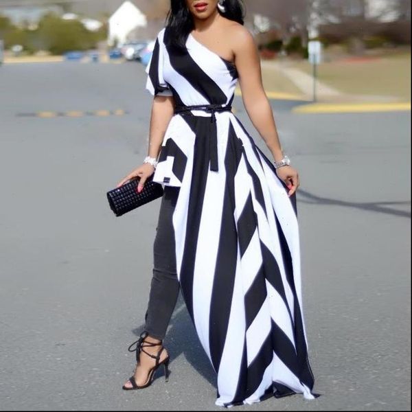 summer office casual elegant womens shirts party one shoulder contrast striped long asymmetric blouse, White
summer office casual elegant womens shirts party one shoulder contrast striped long asymmetric blouse, White