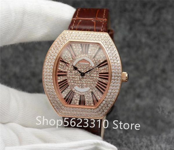 wristwatches luxury men women quartz watch rose gold full iced diamond multicolor leather wine barrel watches rome rhinestone clock, Slivery;brown
wristwatches luxury men women quartz watch rose gold full iced diamond multicolor leather wine barrel watches rome rhinestone clock, Slivery;brown