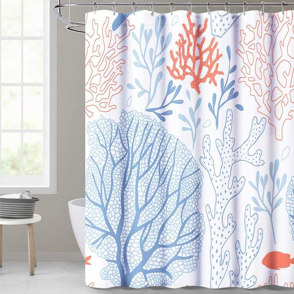 shower curtain set - boho farmhouse cartoon coralline pattern on white backgroung privacy water resistant panel for bathroom, 72
shower curtain set - boho farmhouse cartoon coralline pattern on white backgroung privacy water resistant panel for bathroom, 72
