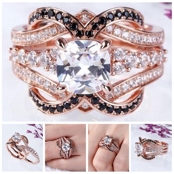 wedding rings copper rose gold color ring sets fashion white black cz crystal jewelry finger for women engagement bijoux, Slivery;golden
wedding rings copper rose gold color ring sets fashion white black cz crystal jewelry finger for women engagement bijoux, Slivery;golden