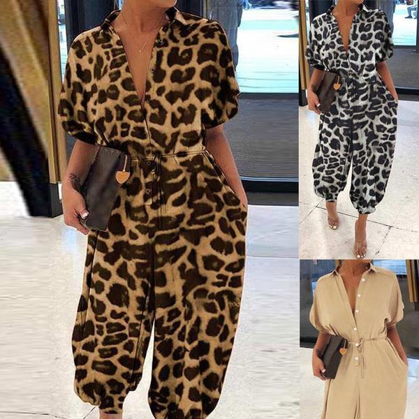 30h women rompers leopard print jumpsuits lapel slim bodysuit long button oversized short sleeve, Black;white
30h women rompers leopard print jumpsuits lapel slim bodysuit long button oversized short sleeve, Black;white