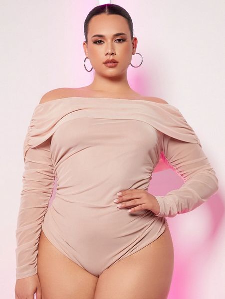 sxy plus off shoulder ruched mesh bodysuit e0av#, Black
sxy plus off shoulder ruched mesh bodysuit e0av#, Black